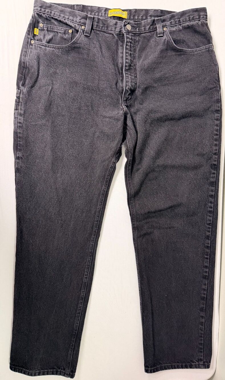 Diamond Gusset Jeans Mens 42x34 Black Denim Made in USA Relaxed Fit Workwear